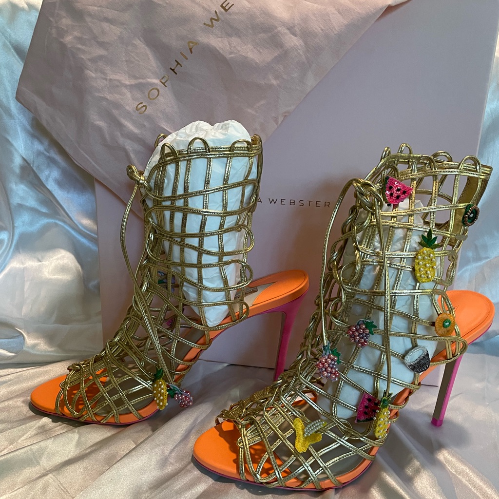 Brand New In Box Sophia Webster Delphine Fruit Salad Size 44 Brand New